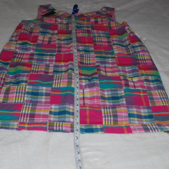🌈 New With Tags! Talbots Madras Patchwork Dress - Size 12P 🌈 - Picture 15 of 16